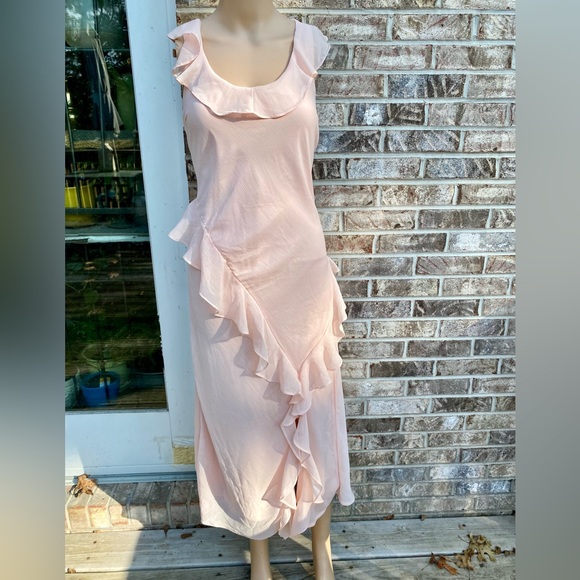 NWTs A New Day Pastel Light Pink Coquette Asymmetrical Ruffle Dress - Picture 5 of 16
